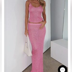 White Fox Boutique Pink Skirt Set